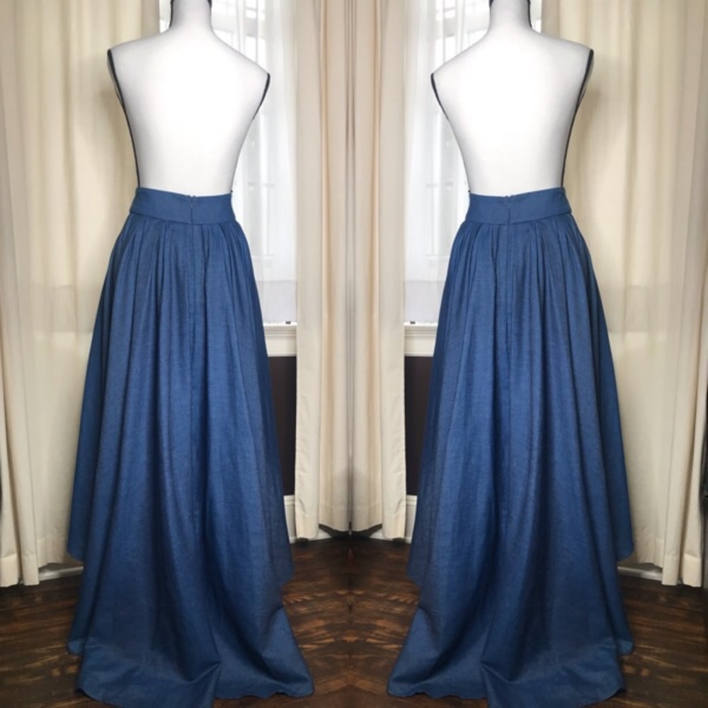 GRACIA High Low, Versatile Sash, Blue Maxi Skirt